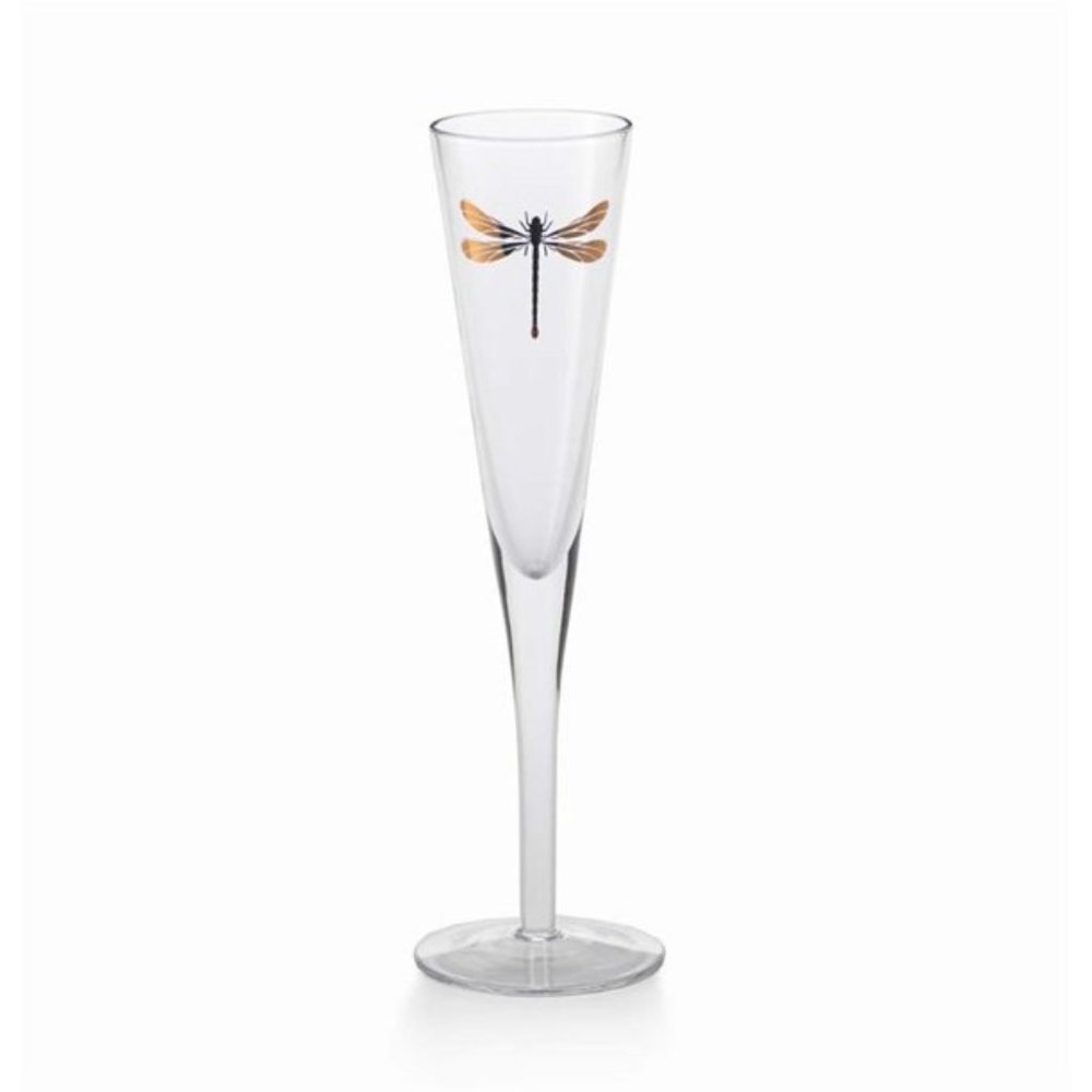 ZODAX Libelle Golden Dragonfly Champagne Flutes Set of Two Brand New - Picture 3 of 7